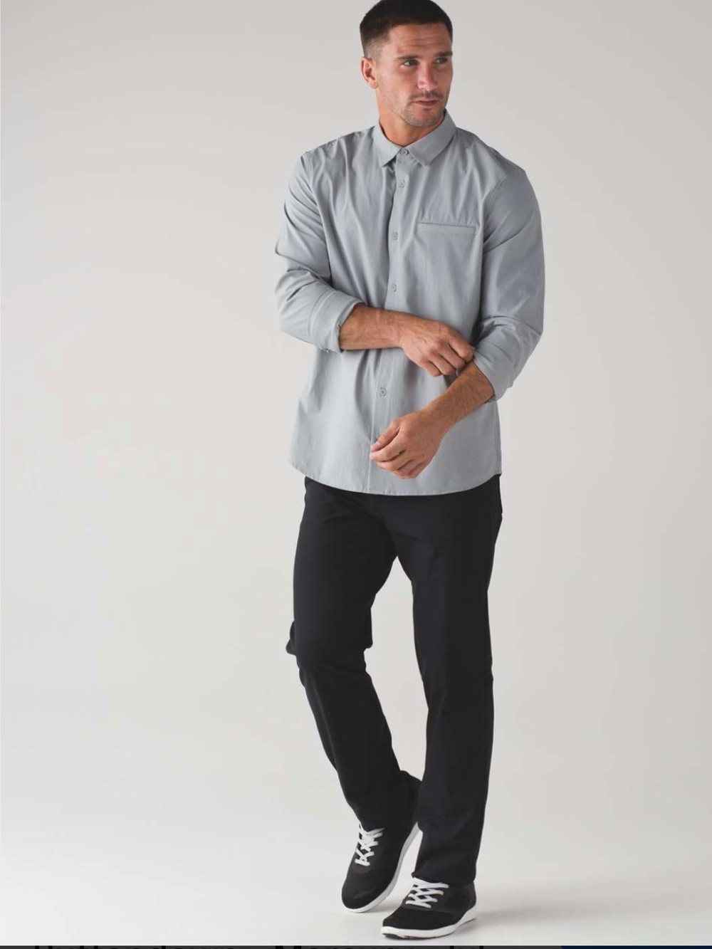 Lululemon Oxford Button down Cotton shirt in Heathered Grey size M